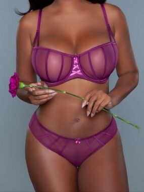 Sheer Purple Balconette Bra & Brief Set